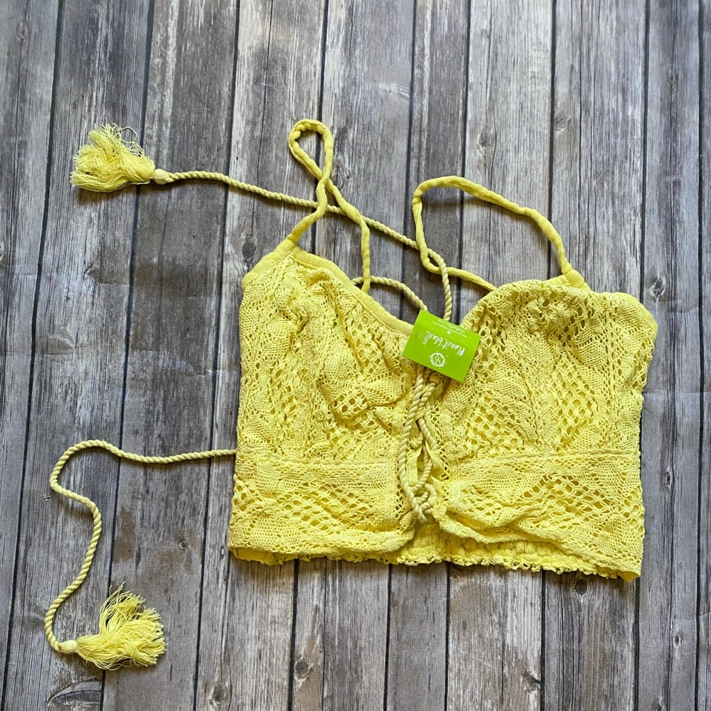 Planet Blue Jen Bandit Yellow Crop Top - Picture 2 of 3